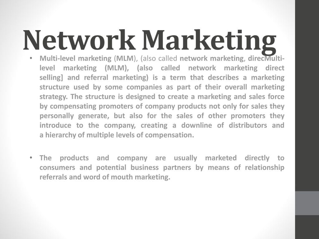 What is mlm concept? Multi-level marketing vs. Pyramid marketing. The multilevel marketing (mlm) concept | multi-level marketing vs. Pyramid marketing. What is multi-level marketing? Multi-level marketing, or mlm, is a marketing strategy that creates a downline of distributors and a hierarchy of multiple levels of compensation.