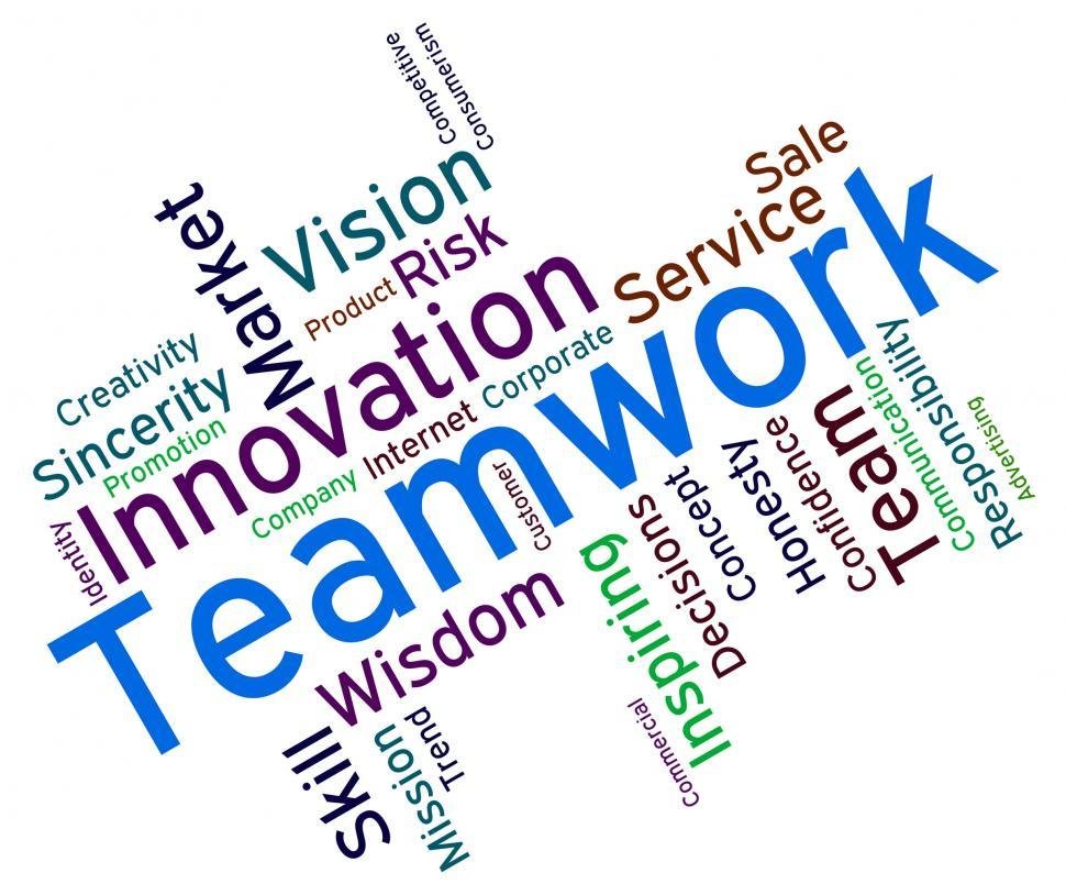 teamwork words shows text organized and networking