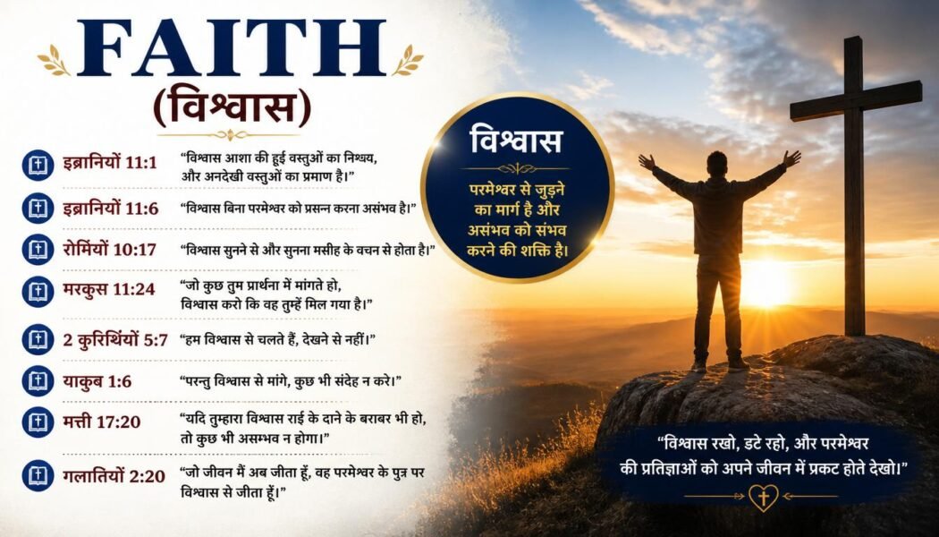 24 Faith (विश्वास), Hope (आशा), और Love (प्रेम) पर आधारित प्रमुख बाइबल वचन हिंदी और English में संदर्भ सहित 