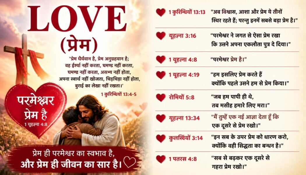 24 Faith (विश्वास), Hope (आशा), और Love (प्रेम) पर आधारित प्रमुख बाइबल वचन हिंदी और English में संदर्भ सहित 