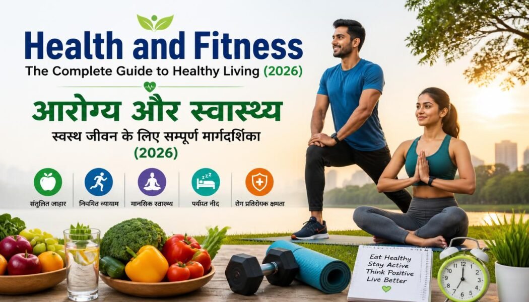 Generate FHD Image for feature images of blog post about "Health and Fitness: The Complete Guide to Healthy Living (2026) In Hindi आरोग्य और स्वास्थ्य: स्वस्थ जीवन के लिए सम्पूर्ण मार्गदर्शिका (2026)"